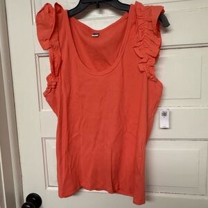 Old Navy Coral Ruffle Sleeve Scoop Tank
